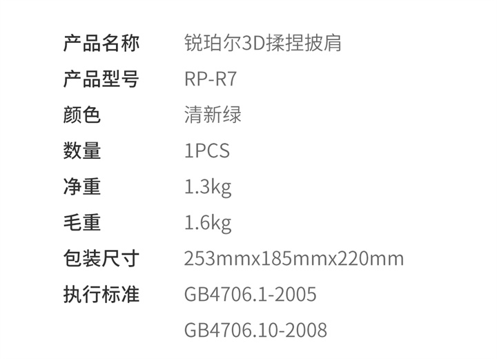 揉捏披肩RP-R7，全新感受，可按摩斜方肌的按摩器，覆盖肩颈，将中医揉捏技术与数字化融合，